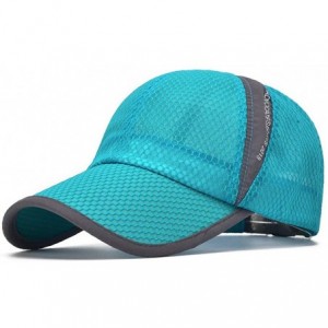 Baseball Caps Men's Outdoor Quick Dry Mesh Baseball Cap Adjustable Lightweight Sun Hat for Running Hiking - Lake Blue - C018O...