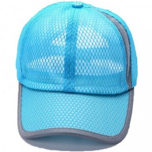 Baseball Caps Men's Outdoor Quick Dry Mesh Baseball Cap Adjustable Lightweight Sun Hat for Running Hiking - Lake Blue - C018O...