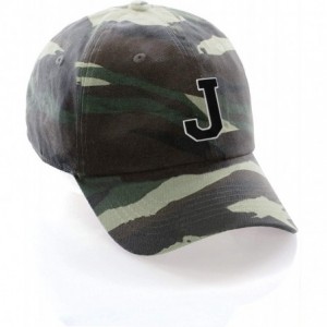 Baseball Caps Customized Letter Intial Baseball Hat A to Z Team Colors- Camo Cap White Black - Letter J - C718NKSHYXX $11.27