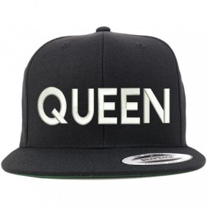 Baseball Caps Flexfit Queen Embroidered Flat Bill Snapback Cap - Black - CT12IZKPR65 $20.18