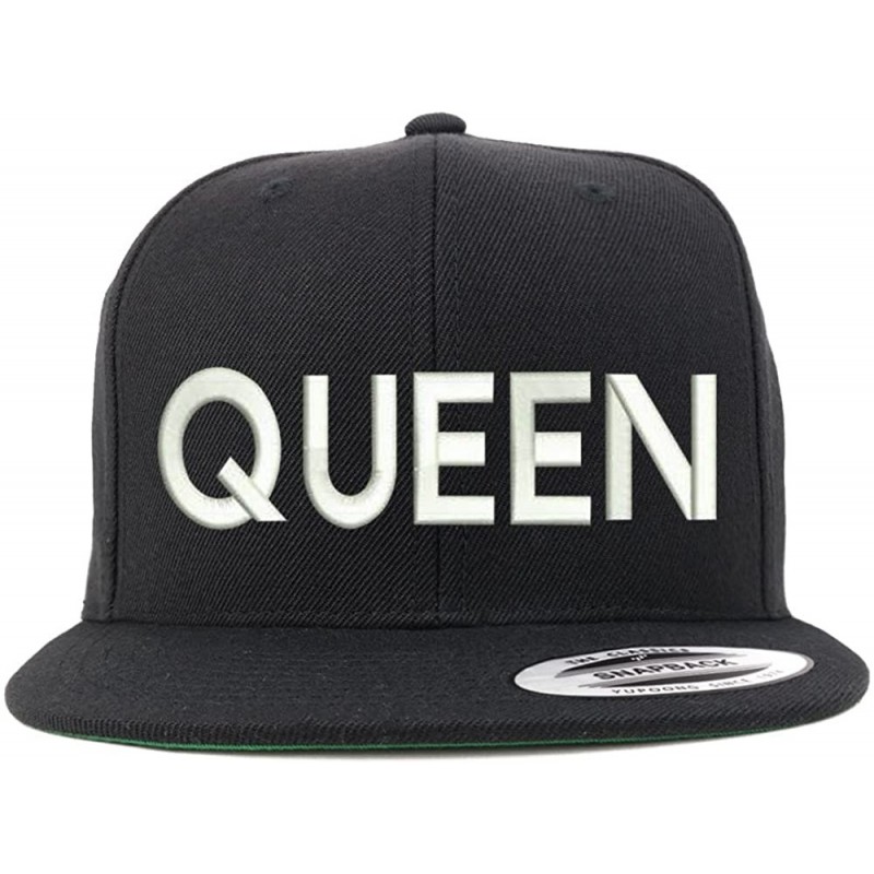 Baseball Caps Flexfit Queen Embroidered Flat Bill Snapback Cap - Black - CT12IZKPR65 $20.18