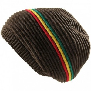 Skullies & Beanies Rasta 100% Cotton Knitted Slouchy Beanie XL - Brown/Rgy - C112MH7WHBZ $15.22