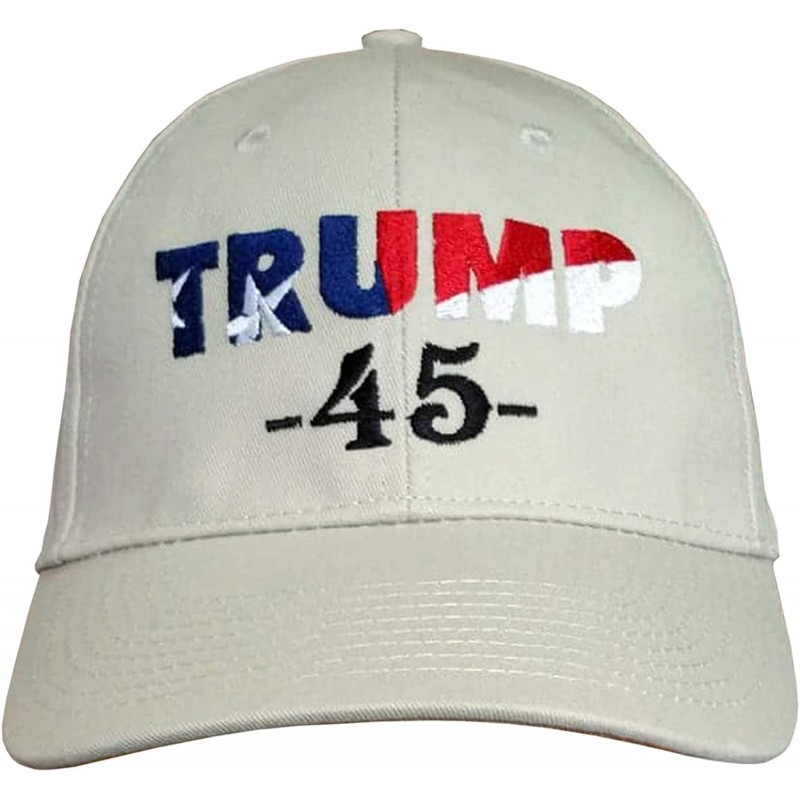 Baseball Caps Trump 45 Hat - Trump Cap - Stone/Black-red-white & Blue Embroidery - CQ12O8TNC4U $44.27