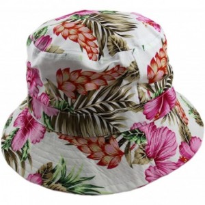 Bucket Hats Unisex Hibiscus Floral Crushable Bucket Hats - Pink - CY12GXSF617 $10.86