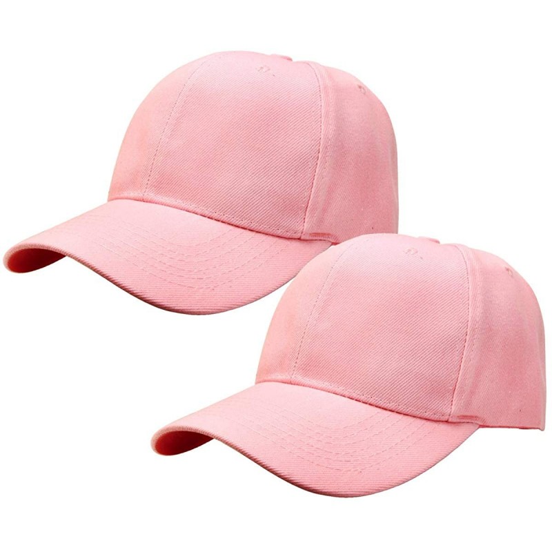 Baseball Caps 2pcs Baseball Cap for Men Women Adjustable Size Perfect for Outdoor Activities - Pink/Pink - CD195CRHU9A $11.25