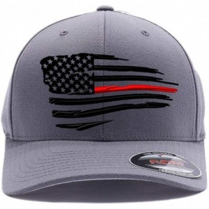 Baseball Caps Thin Red Line Waving USA Flag. Embroidered. 6477 Wool Blend Cap - Grey2 - CQ1808K5KTR $24.42
