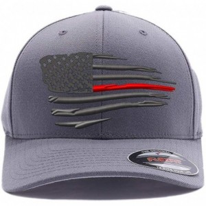 Baseball Caps Thin Red Line Waving USA Flag. Embroidered. 6477 Wool Blend Cap - Grey2 - CQ1808K5KTR $24.42