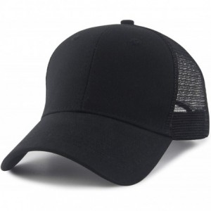 Baseball Caps Women's Ponytail Baseball Cap Messy High Bun Adjustable Plain Trucker Dad Hat - Mesh-black - CE18NIINYZU $9.74