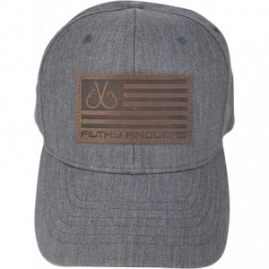 Baseball Caps Snap Back Leather Patch Flag Fishing Hat for Men & Women - Grey - CW18KO96WYG $30.68