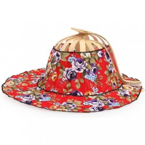 Sun Hats Womens Sun Hat 2 in 1 Sunhat Foldable Bamboo Hand Fan Sunhat Hat (Random Color) - CT182YSC6ZS $10.30