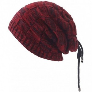 Skullies & Beanies Pony Tail Beanie Dread Beanie Knit Loop Scarf Neckerchief Dreadlocks Hat - Wine Red - C918ALYLSK0 $7.64