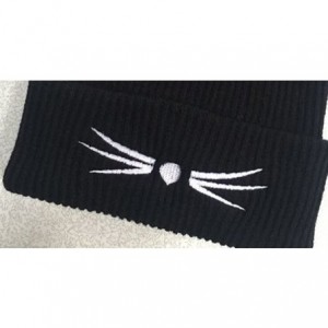 Balaclavas Women's Winter Hat Cat Ear Crochet Braided Knit Caps with Double Pom Pom Cat Ears for Women Girls Black - CD187IMK...