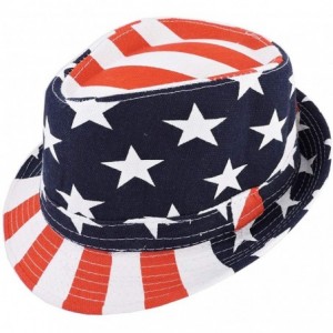 Fedoras Silver Fever Patterned and Banded Fedora Hat - Usa Flag - C7184Y7OCM6 $32.85