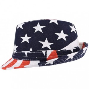 Fedoras Silver Fever Patterned and Banded Fedora Hat - Usa Flag - C7184Y7OCM6 $16.84