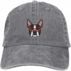 Baseball Caps Denim Cap Boston Terrier Dog Hipster Glasses Baseball Dad Cap Classic Adjustable Sports for Men Women Hat - C41...