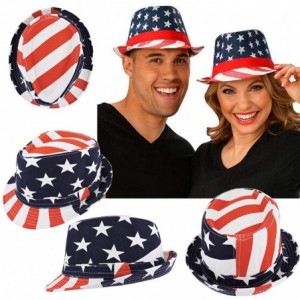 Fedoras Silver Fever Patterned and Banded Fedora Hat - Usa Flag - C7184Y7OCM6 $16.84