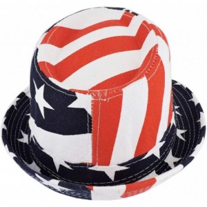 Fedoras Silver Fever Patterned and Banded Fedora Hat - Usa Flag - C7184Y7OCM6 $16.84