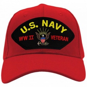 Baseball Caps US Navy- World War II Veteran Hat/Ballcap Adjustable One Size Fits Most - Red - CF18HWR86Q7 $20.50