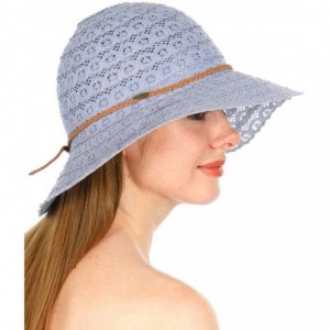 Bucket Hats Foldable Sun Hats for Women- Cotton Lace Bucket- for Beach Outdoor - Denim - CV18R4AEGNK $26.78