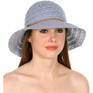 Bucket Hats Foldable Sun Hats for Women- Cotton Lace Bucket- for Beach Outdoor - Denim - CV18R4AEGNK $15.65