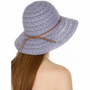 Bucket Hats Foldable Sun Hats for Women- Cotton Lace Bucket- for Beach Outdoor - Denim - CV18R4AEGNK $15.65