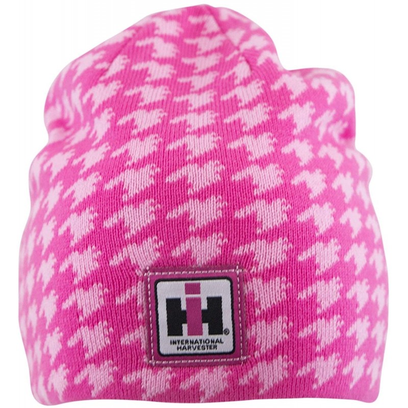 Skullies & Beanies Women's Reversible Pink Houndstooth Knit Beanie - Officially Licensed - CB18I6U7SEO $16.76
