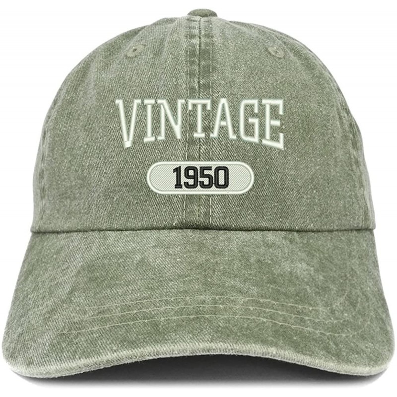 Baseball Caps Vintage 1950 Embroidered 70th Birthday Soft Crown Washed Cotton Cap - Olive - CY180WY3ZCN $22.04
