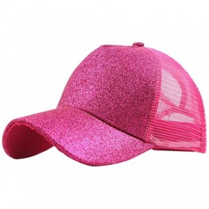Baseball Caps Men Women Baseball Caps Ponytail Messy Buns Trucker Adjustable Plain Visor Cap Unisex Glitter Hat - Hot Pink - ...