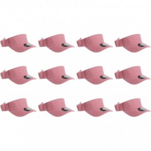 Visors 12 Pack Plain Visor Hats Adjustable Back Strap Tennis Golf Sun Hat - Light Pink - CZ186EUREHU $29.38