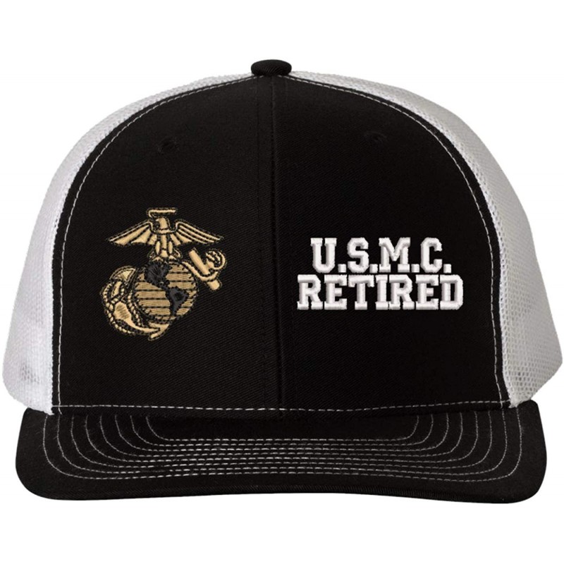 Baseball Caps U.S. Marine Corps Retired Mesh Back Cap - Black - CK18RH4RXOS $28.27