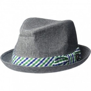 Fedoras Men's Ricardo Fedora with Linen Bow - Blue - CL182L0EUS3 $20.70