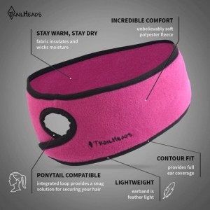 Balaclavas Women's Ponytail Headband - Fleece Earband - Winter Running Headband - Pink / Black - CH113Y8PZJD $20.72