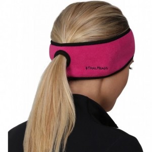 Balaclavas Women's Ponytail Headband - Fleece Earband - Winter Running Headband - Pink / Black - CH113Y8PZJD $20.72