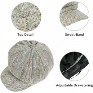 Newsboy Caps Women's Newsboy Cap Spring Wool British Ivy Cabbie Beret Tweed Girls Paperboy Hat - Khaki-1 - CZ18AOGWXSD $18.02