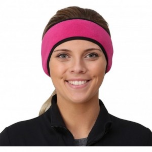 Balaclavas Women's Ponytail Headband - Fleece Earband - Winter Running Headband - Pink / Black - CH113Y8PZJD $32.32