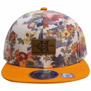 Baseball Caps Water Flower Snapback Caps - Orange - CF11YN1341V $17.54