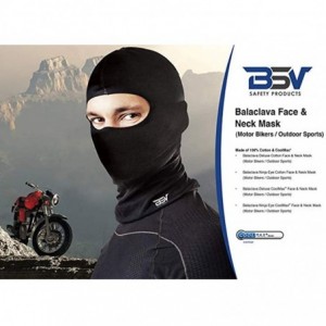 Balaclavas Deluxe Cotton Balaclava Face and Neck Mask Biker/Outdoor Sports/Neck Gaiter - All Season Black - CM18M8OGUZN $16.06