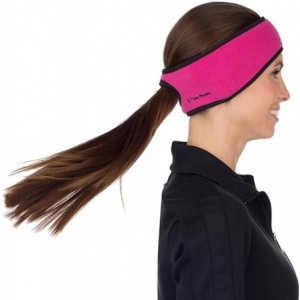 Balaclavas Women's Ponytail Headband - Fleece Earband - Winter Running Headband - Pink / Black - CH113Y8PZJD $20.72