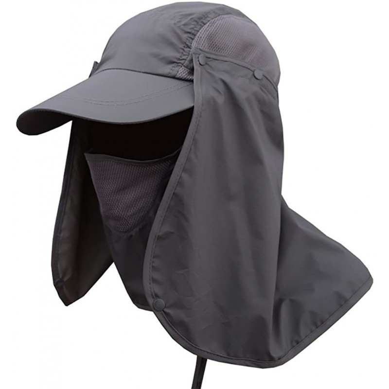 Sun Hats Outdoor Hiking Fishing Hat Protection Cover Neck Face Flap Sun Cap for Men Women - Dark Grey - C918G84CC56 $9.51