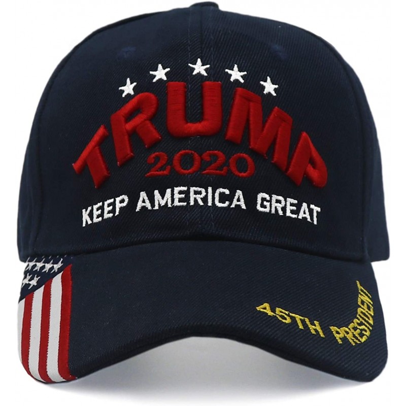 Baseball Caps Trump 2020 Keep America Great 3D Embroidery American Flag Baseball Cap - 010 Navy - CO194N0SO9M $12.04