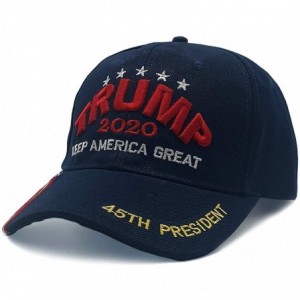 Baseball Caps Trump 2020 Keep America Great 3D Embroidery American Flag Baseball Cap - 010 Navy - CO194N0SO9M $12.04