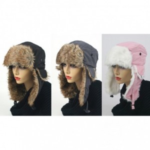 Bomber Hats 3 Pcs Women's Trapper Winter Ear Flap Hat P136 - S9-black-gray-pink - C311BFF23LF $59.47