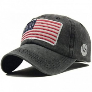 Baseball Caps USA American Flag Baseball Cap Embroidered Polo Style Military Army Washed Cotton Hat - Black - CE18RH9WUNA $8.14