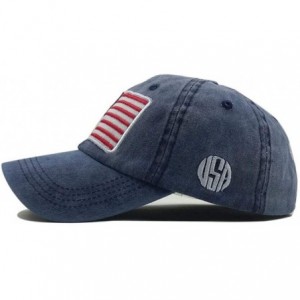 Baseball Caps USA American Flag Baseball Cap Embroidered Polo Style Military Army Washed Cotton Hat - Black - CE18RH9WUNA $8.14