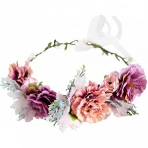 Headbands Flower Wreath Headband Floral Hair Garland Flower Crown Halo Headpiece Boho with Ribbon Wedding Party Photos - 16 -...
