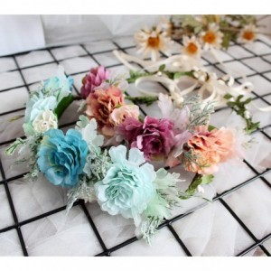 Headbands Flower Wreath Headband Floral Hair Garland Flower Crown Halo Headpiece Boho with Ribbon Wedding Party Photos - 16 -...