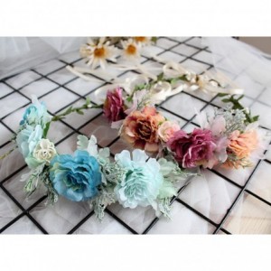 Headbands Flower Wreath Headband Floral Hair Garland Flower Crown Halo Headpiece Boho with Ribbon Wedding Party Photos - 16 -...