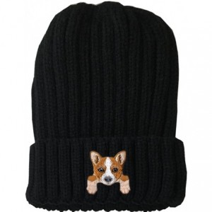 Skullies & Beanies [ Welsh Corgi ] Cute Embroidered Puppy Dog Warm Knit Fleece Winter Beanie Skull Cap - Black - CM189RY6ZXR ...