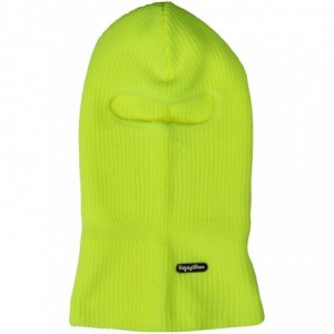 Balaclavas Double Layer Acrylic Knit Open Hole Balaclava Face Mask - Lime - CN188W809II $13.47