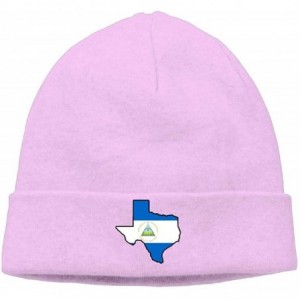 Skullies & Beanies Unisex Nicaragua Flag Texas Map Soft Skull Cap - Pink - CK18IWNNTRX $12.85